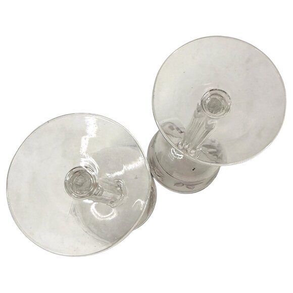 2 Libbey silver Leaf Frosted Water Glasses Wine Goblets Vintage Set MCM Barware - Picture 9 of 9